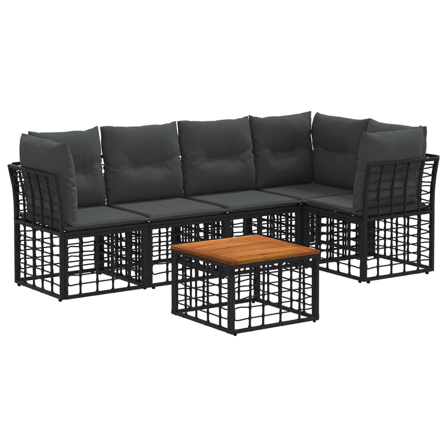 Buiten bankenset 6 pcs Zwart en Donkergrijs Polyester