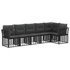 Tuinbankenset 6-delig zwart poly rattan