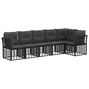 Tuinbankenset 6-delig zwart poly rattan