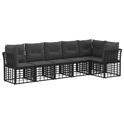 Tuinbankenset 6 pcs Zwart poly rattan
