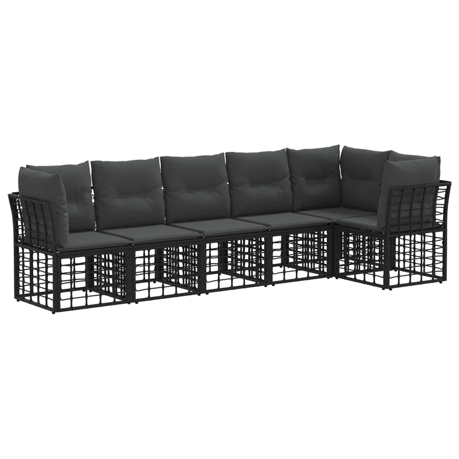 Tuinbankenset 6 pcs Zwart poly rattan