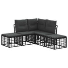 Outdoor Lounge Set with Cushions 4 pcs Black Polyester