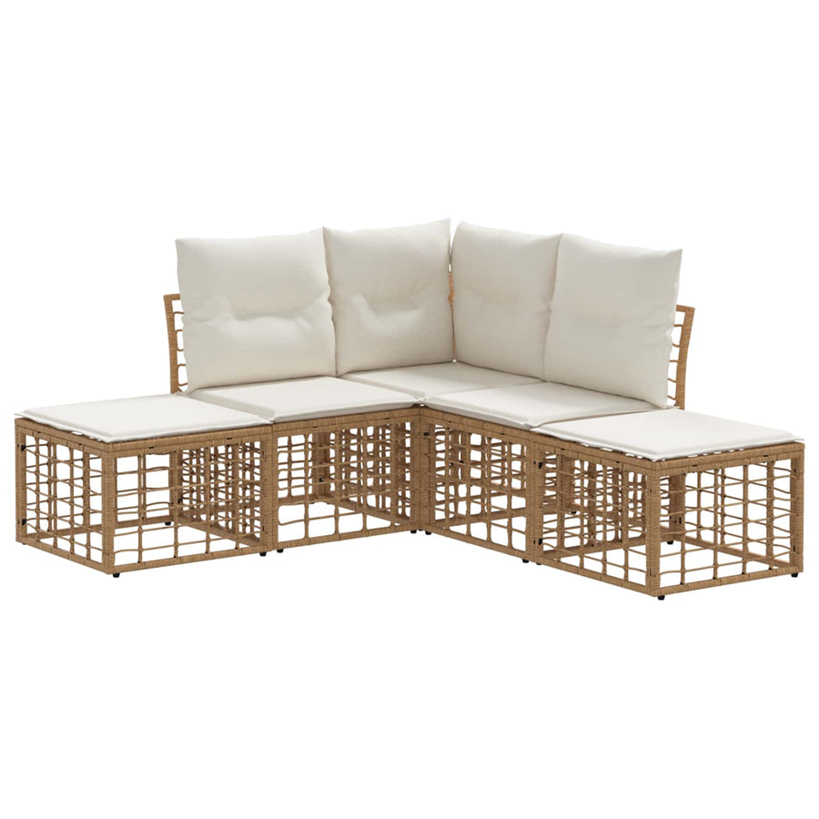 Buiten bankenset met kussen 4 pcs Naturel Polyester
