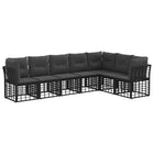 Outdoor lounge set with cushion 7 pcs Black Polyester