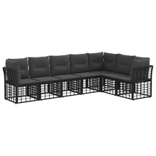 Buiten bankenset met kussen 7 pcs Zwart Polyester