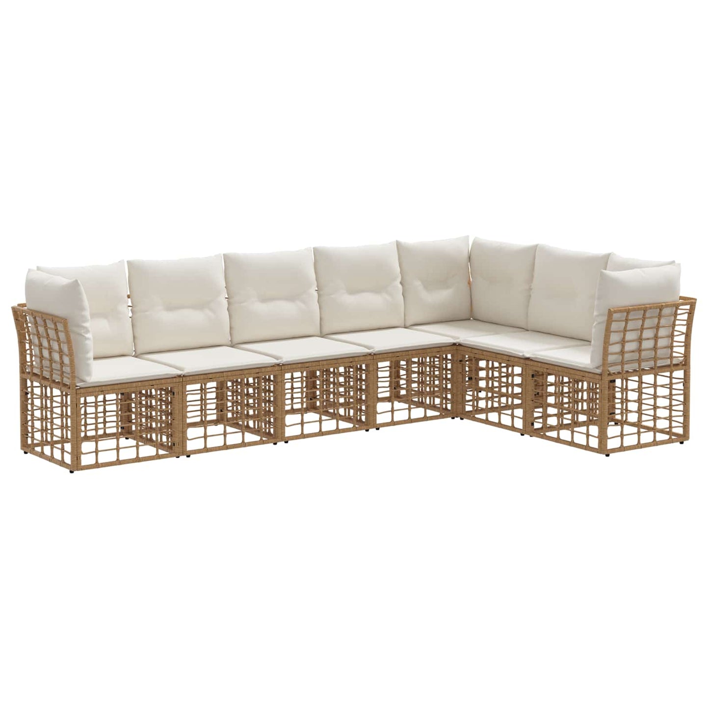 Buiten bankenset met kussen 7 pcs Naturel Polyester