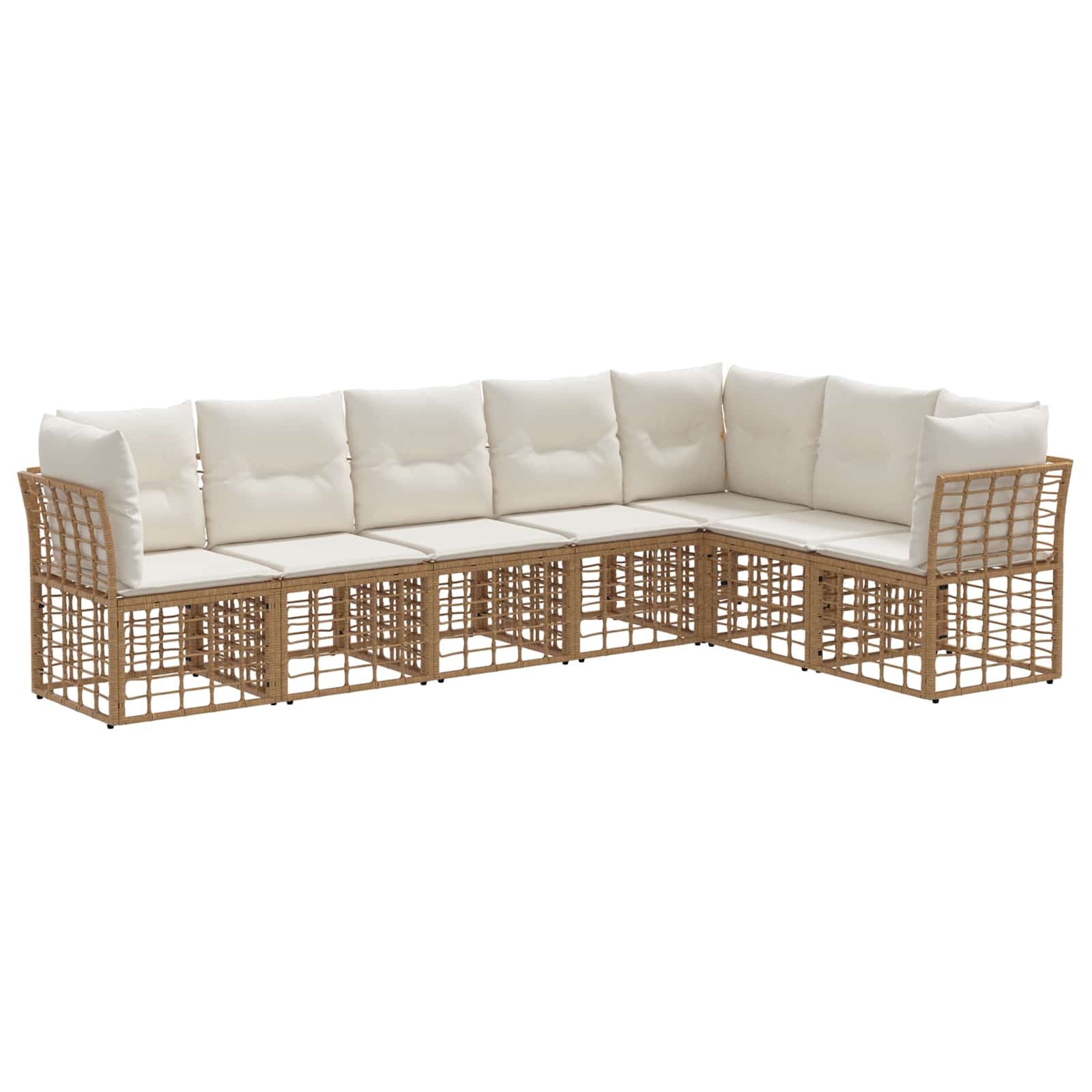 Buiten bankenset met kussen 7 pcs Naturel Polyester