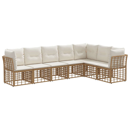 Buiten bankenset met kussen 7 pcs Naturel Polyester