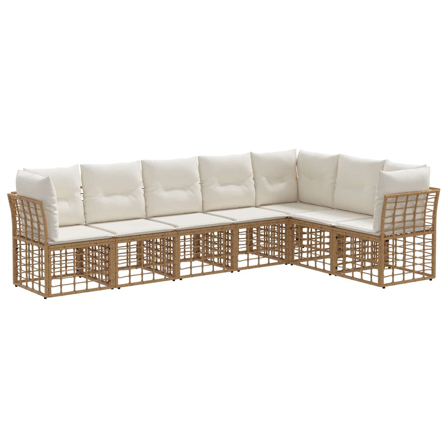 Buiten bankenset met kussen 7 pcs Naturel Polyester
