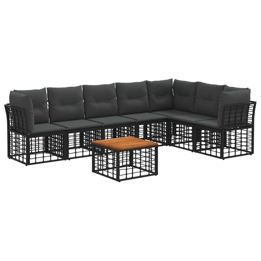 Buiten bankenset 8 pcs Zwart en Donkergrijs Polyester