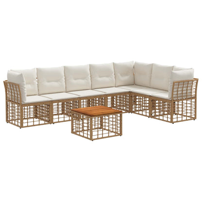 Buiten bankenset 8 pcs Natuurlijk en Crème Wit Polyester