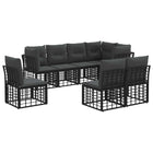 Tuinbankenset 8-delig poly rattan zwart