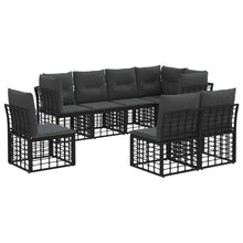 Buiten bankenset met kussen 8 pcs Zwart Polyester
