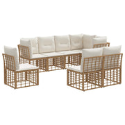 Tuinset 8-delig poly rattan naturel