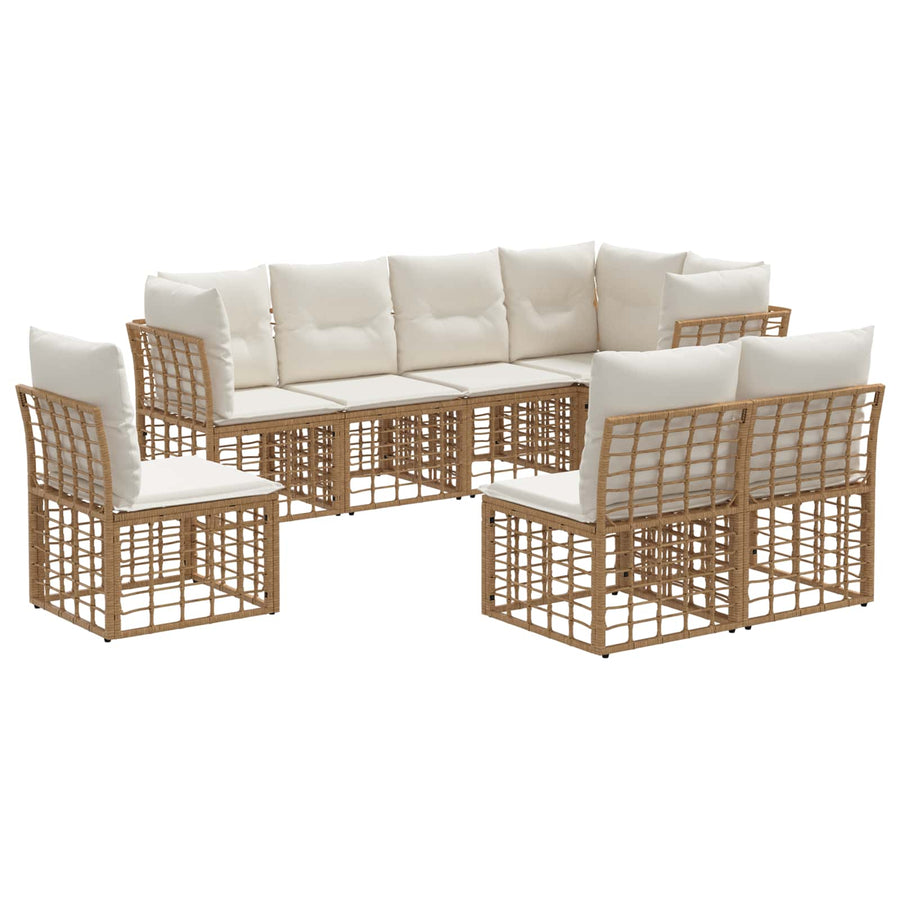 Buiten bankenset met kussen 8 pcs Naturel Polyester