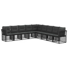 Loungeset 9 personen poly rattan zwart