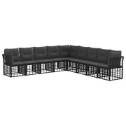 Loungeset 9 personen poly rattan zwart