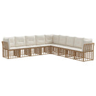 Outdoor sofa set with cushions 9 pcs Natural Polyester