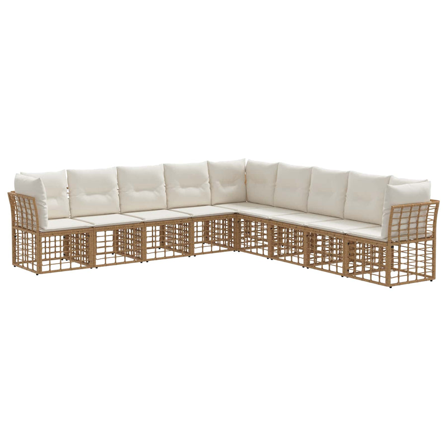 Buiten bankenset met kussen 9 pcs Naturel Polyester