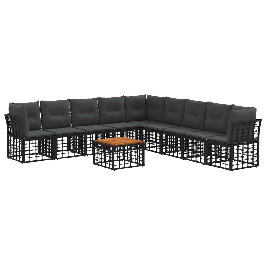 Buiten bankenset 10 pcs Zwart en Donkergrijs Polyester