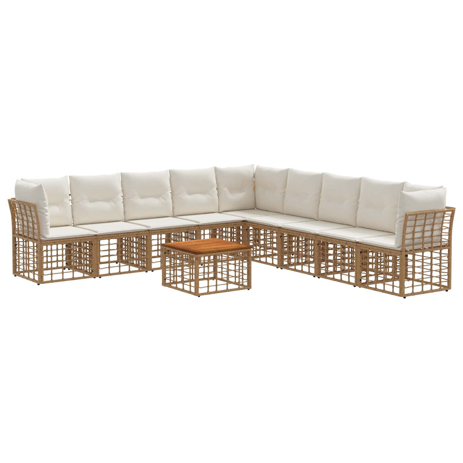 Buiten bankenset 10 pcs Natuurlijk en Crème Wit Polyester