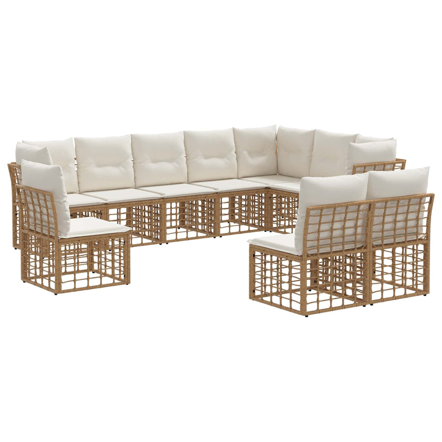 Buiten bankenset met kussen 7 pcs Naturel Polyester