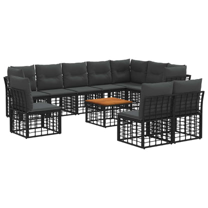 Buiten bankenset 11 pcs Zwart en Donkergrijs Polyester