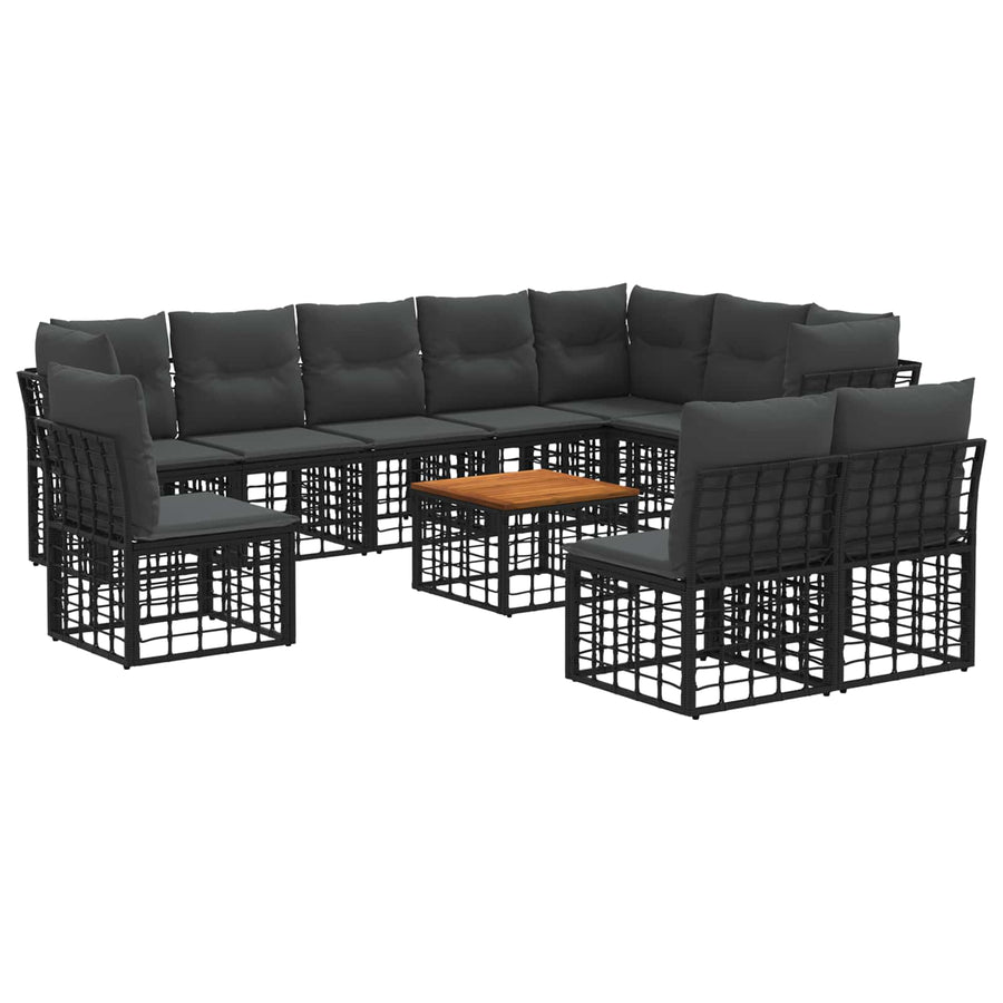 Buiten bankenset 11 pcs Zwart en Donkergrijs Polyester