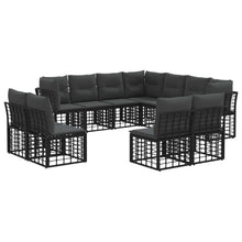 Buiten bankenset met kussen 11 pcs Zwart Polyester