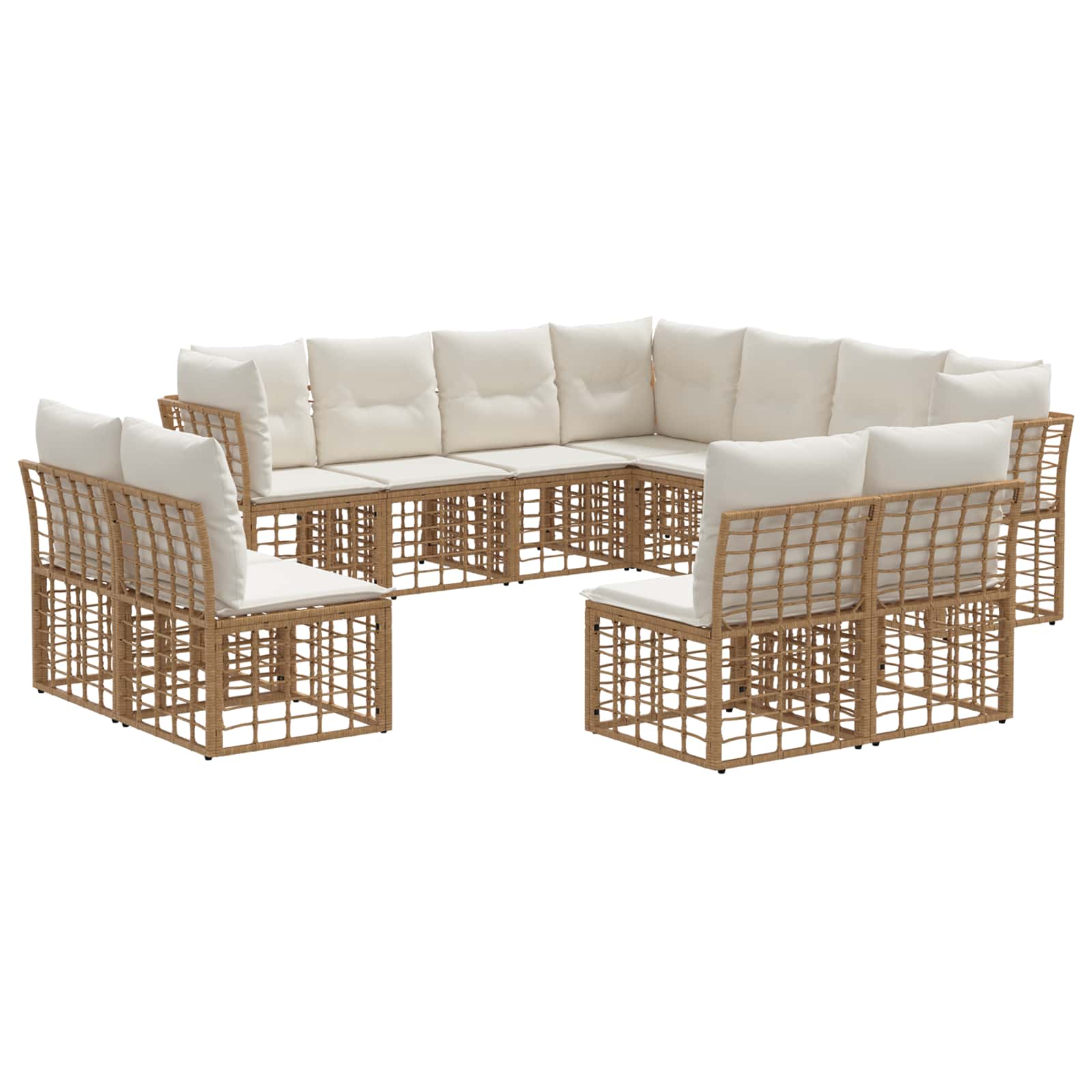 Buiten bankenset met kussen 11 pcs Naturel Polyester
