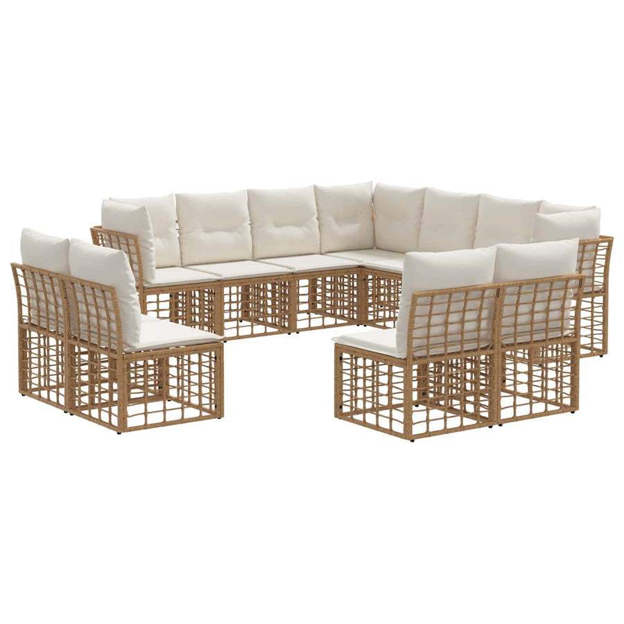 Buiten bankenset met kussen 11 pcs Naturel Polyester