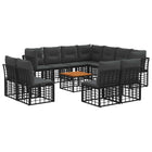 Tuinbankenset 12-delig zwart donkergrijs poly rattan acacia