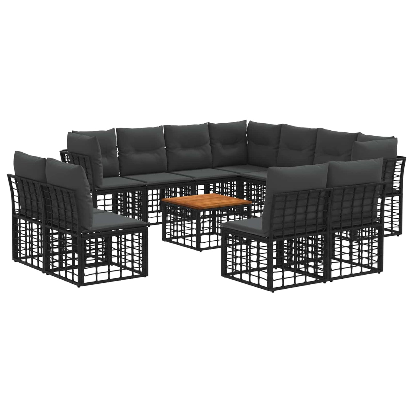 Buiten bankenset 12 pcs Zwart en Donkergrijs Polyester