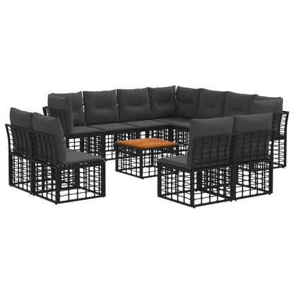 Buiten bankenset 12 pcs Zwart en Donkergrijs Polyester