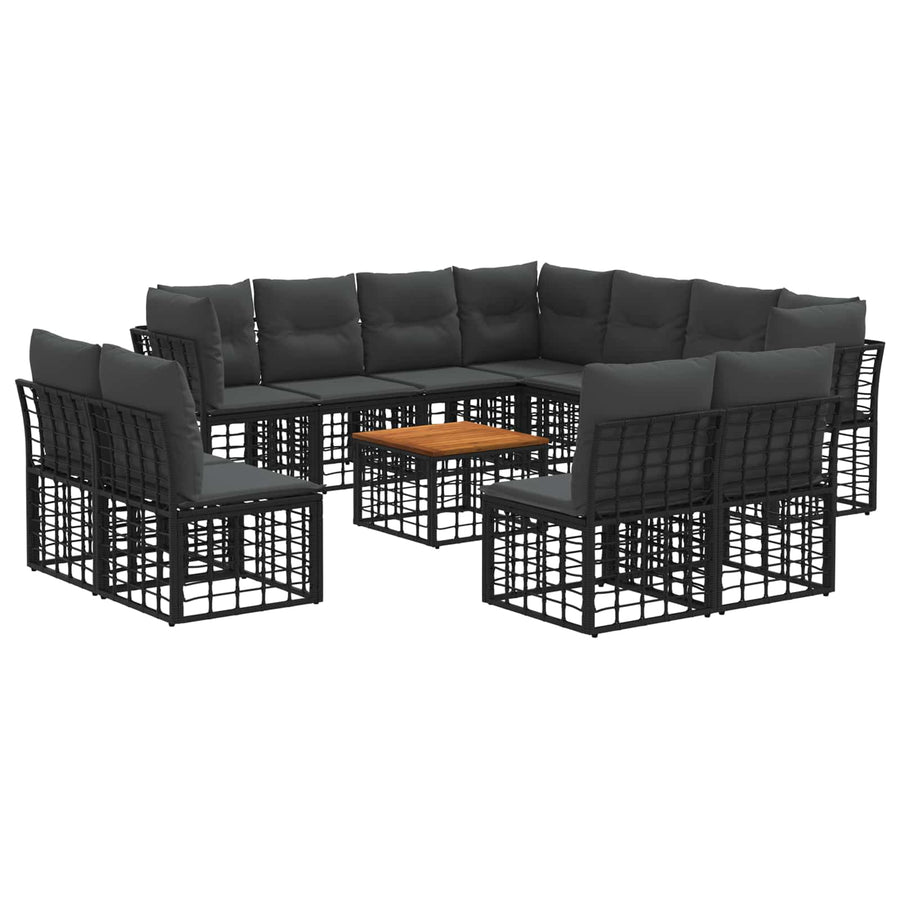 Buiten bankenset 12 pcs Zwart en Donkergrijs Polyester