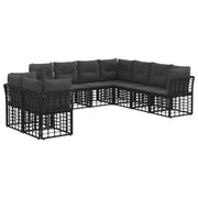 Tuinset poly rattan 9-delig zwart