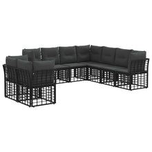 Buiten bankenset met kussen 9 pcs Zwart Polyester