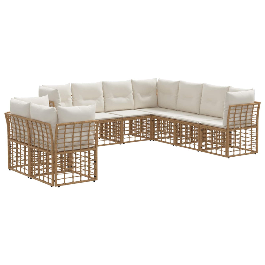 Buiten bankenset met kussen 9 pcs Naturel Polyester