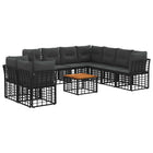 Tuinbankenset 10-delig poly rattan zwart donkergrijs