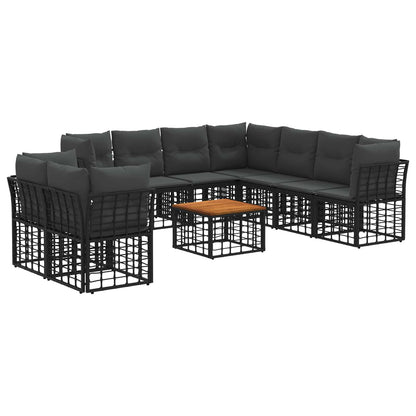 Buiten bankenset 10 pcs Zwart en Donkergrijs Polyester