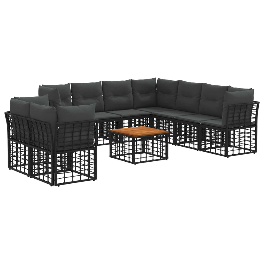 Buiten bankenset 10 pcs Zwart en Donkergrijs Polyester