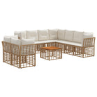 Tuinbankenset 9 pers. poly rattan acacia hout crème wit