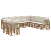 Tuinbankenset 8 personen poly rattan naturel