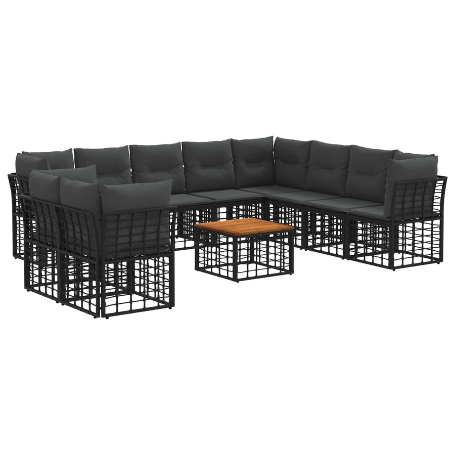 Buiten bankenset 11 pcs Zwart en Donkergrijs Polyester