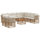 Tuinbankenset 11-delig poly rattan acaciahout