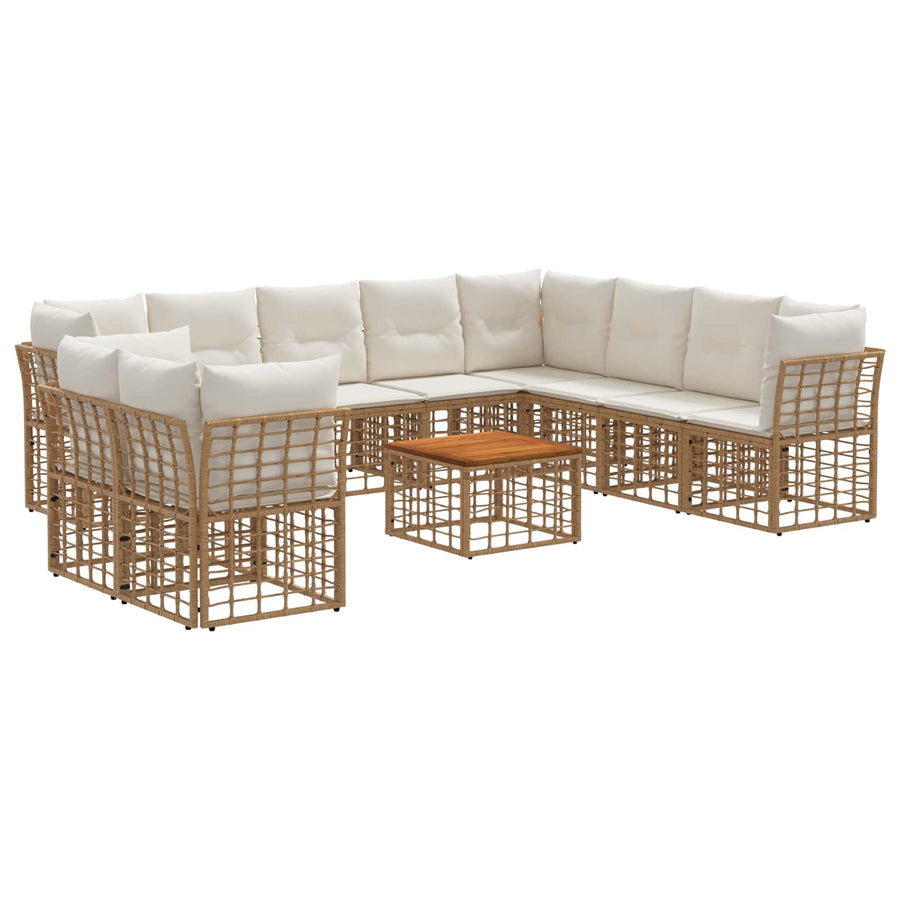 Buiten bankenset 11 pcs Natuurlijk en Crème Wit Polyester