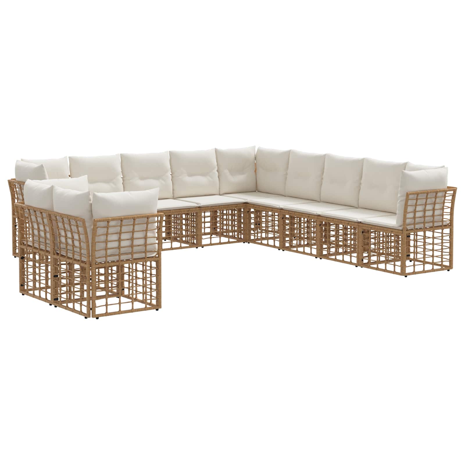 Buiten bankenset met kussen 11 pcs Naturel Polyester