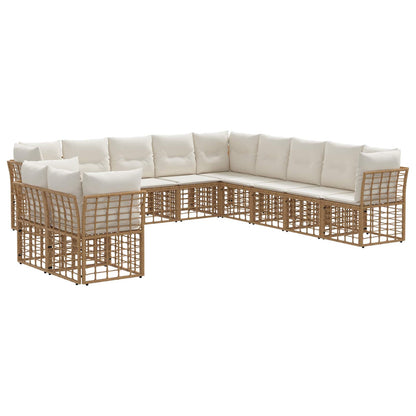Buiten bankenset met kussen 11 pcs Naturel Polyester