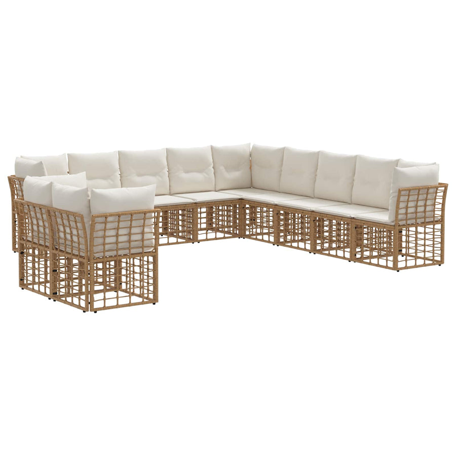 Buiten bankenset met kussen 11 pcs Naturel Polyester