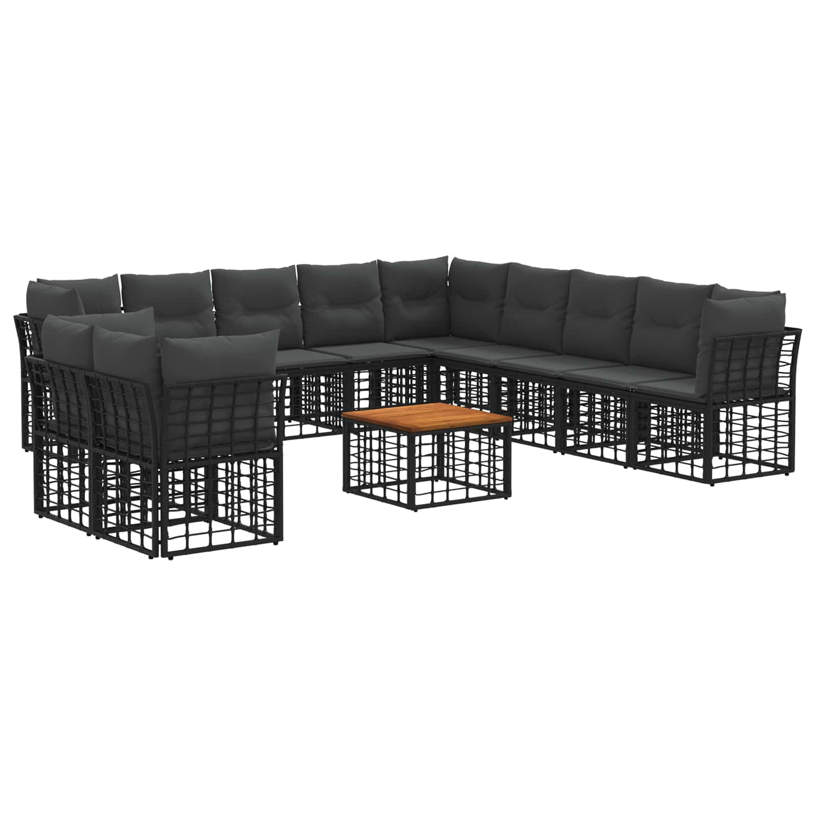 Buiten bankenset 12 pcs Zwart en Donkergrijs Polyester